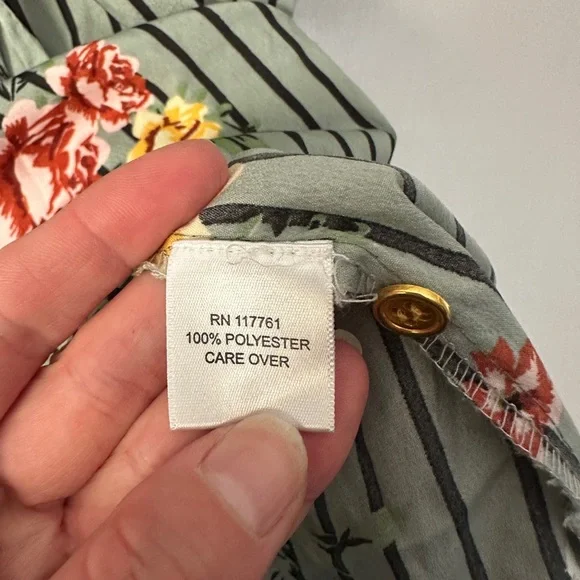 MPH Collection Floral Striped Button-Up Dress - Picture 3 of 4